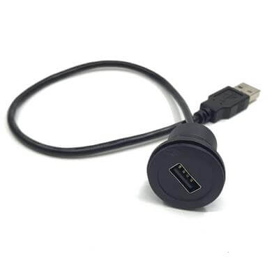 Fast charging USB 2.0 A Male to Female panel mount waterproof cable