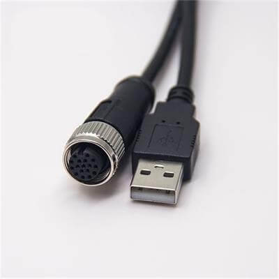 M12 3~17pin Connector To USB 2.0 A Male Waterproof Cables