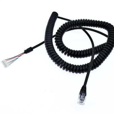 Wholesale RJ12 6P6C high quality telephone spring cables, TPU jacket telephone spring wires