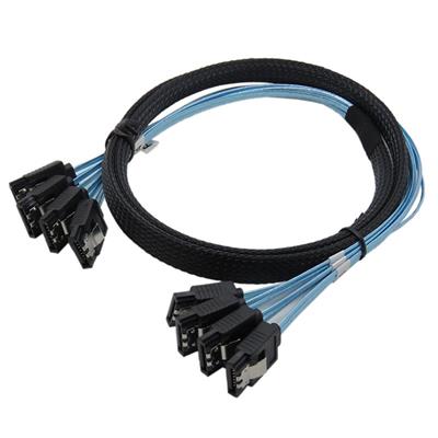 6 * Mini SAS Data Cable 4 SATA3.0 7P With Woven Mesh Computer Case Hard Drive Cable