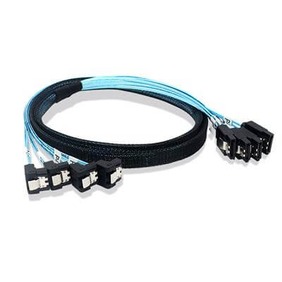 Mini SAS Right Angle 90 ° SATA Power Cable, 4 SATA to 4 SATA Server Cable