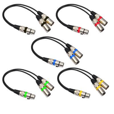 XLR Splitter Cable, XLR Female to Dual XLR Male Y Splitter Microphone Cable, Female to 2 Male XLR Y C