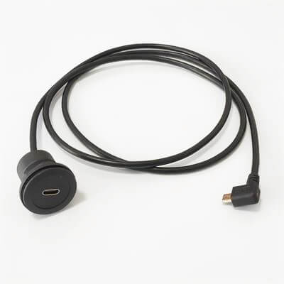 Waterproof USB TYPE C Panel Mount To Micro USB Cable, 90 Degree Right Angle Micro USB Connector