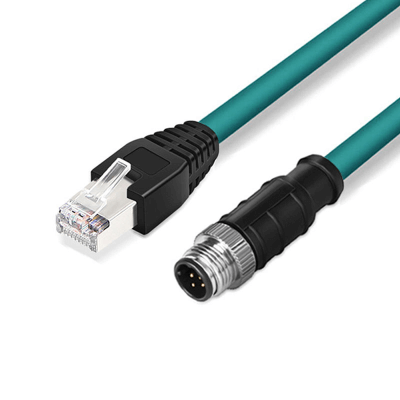 Cat5e M12 to RJ45 Industrial Ethernet Cable, IP67 Automation Systems Interconnect M12 4 Pin D Code Ma