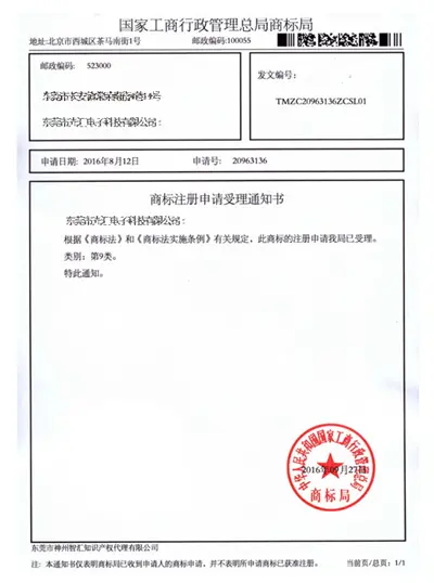 Trademark Registration Certificate