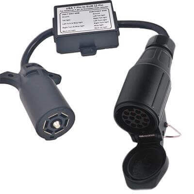 USA 7 Pin Round to EUR 13 Pin Trailer Wiring Harness Adapter | Trailer Light Signal Converter USA 7 Pin Round to EUR 13 Pin Trailer Wiring Harness Adapter | Trailer Light Signal Converter