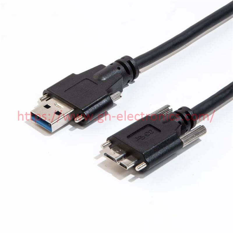screw lock industrial USB A to micro USB cable anti-drop industrial wiring harness