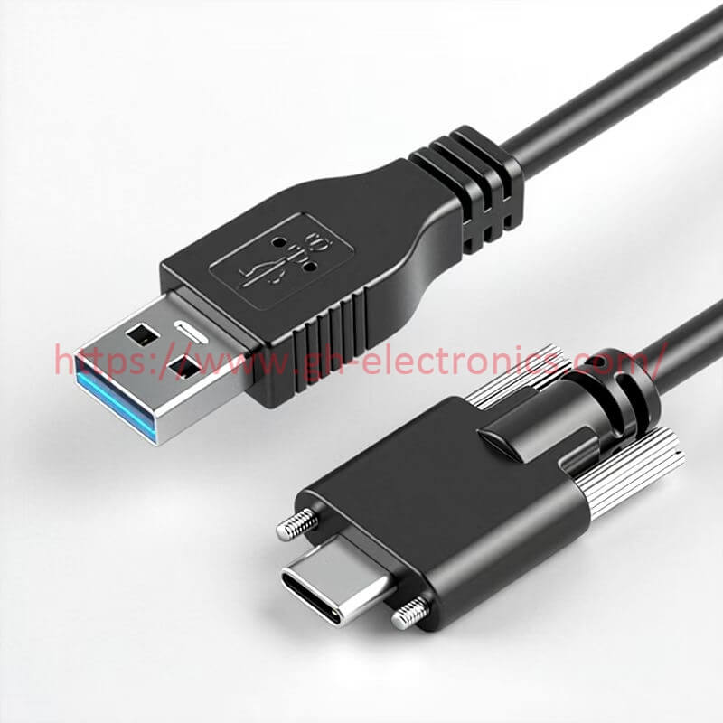 industrial locking USB 3.0 A to type C cable with screw lock industrial wiring harness