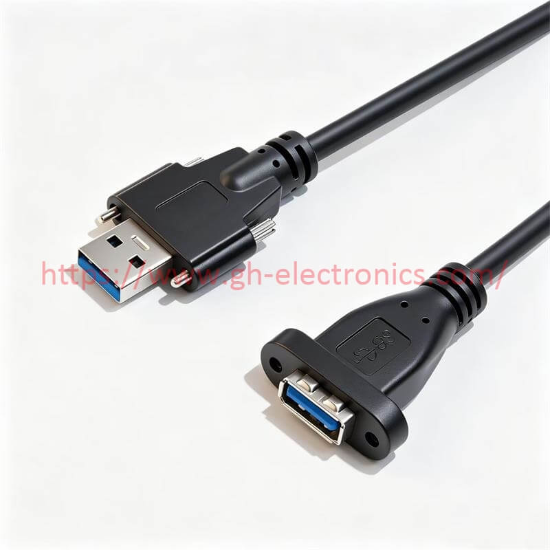 panel mount female USB 3.0 extension locking industrial wiring harness