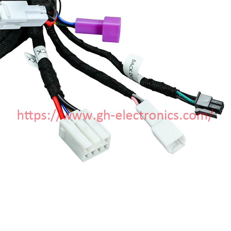 multi-pin automotive door control wiring harness terminal close-up car window wiring harness