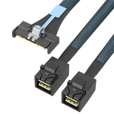 MCIO 8X to Dual Mini‑SAS HD SFF‑8643 Cable, NVLink Expansion Cable for GPU Cl