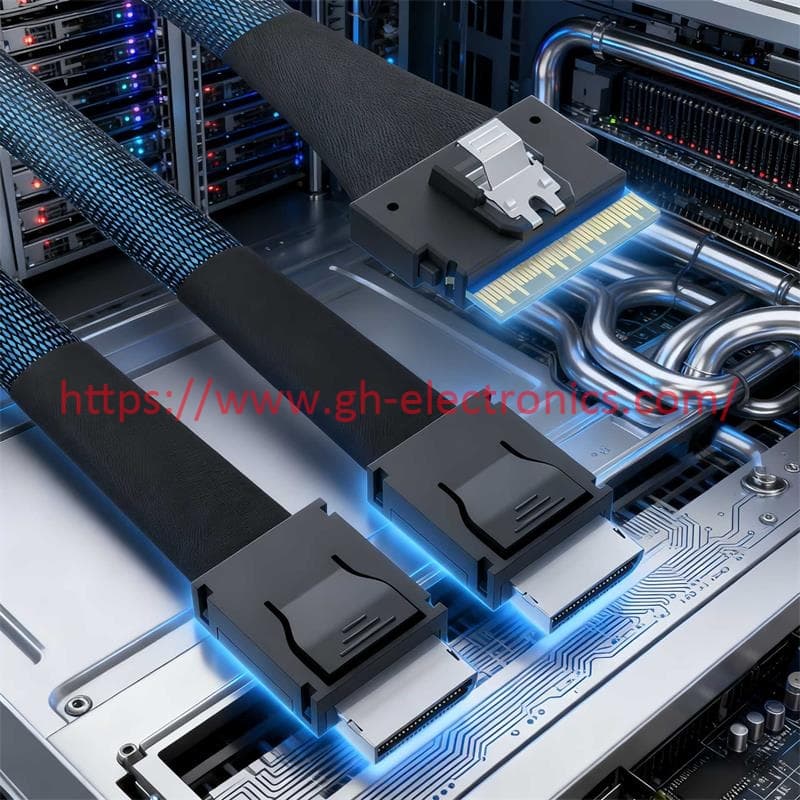 SlimSAS SFF‑8654 8i to 2*Oculink SFF‑8611 4i enterprise storage server breakout cable