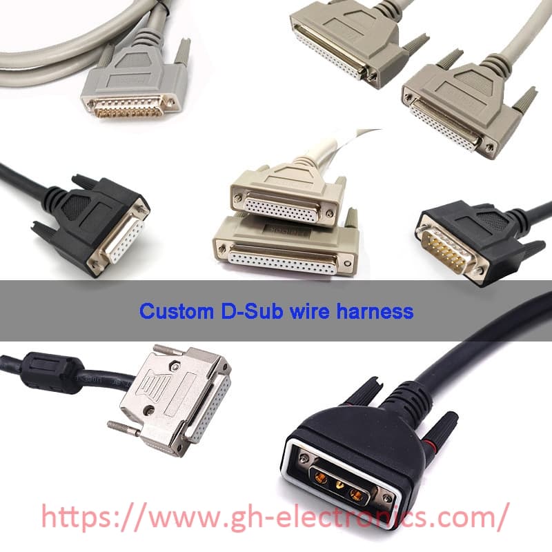 Custom HDB15 male to female extension cable various D‑SUB wire harness assembly factory showcase