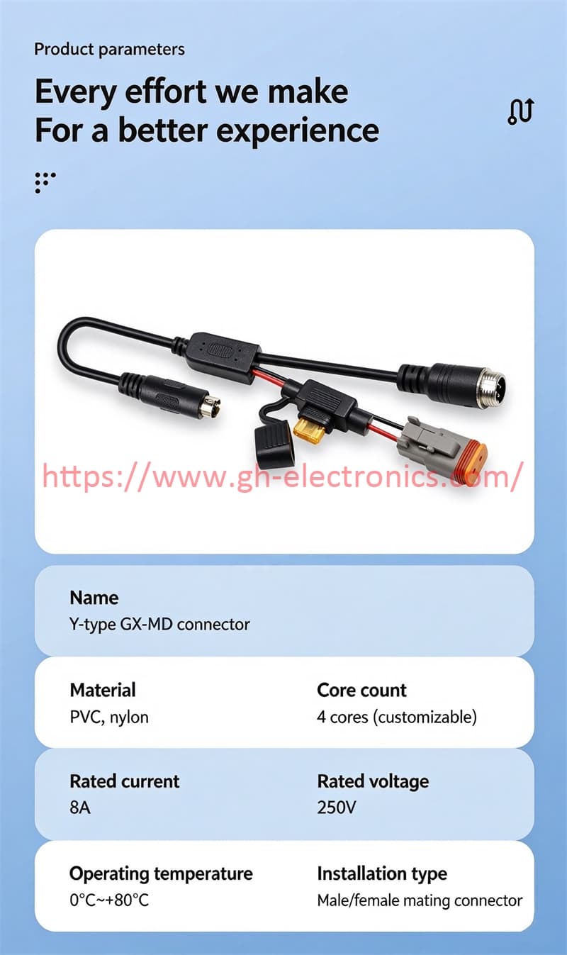 Y-type GX12 aviation plug waterproof cable with Mini DIN connector and automotive fuse holder wiring harness Y-type GX12 aviation plug waterproof cable with Mini DIN connector and automotive fuse holder wiring harness