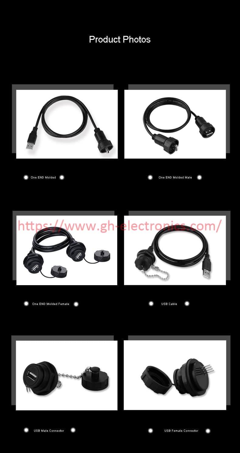 Custom molded panel USB waterproof connector product portfolio photo Custom molded panel USB waterproof connector product portfolio photo